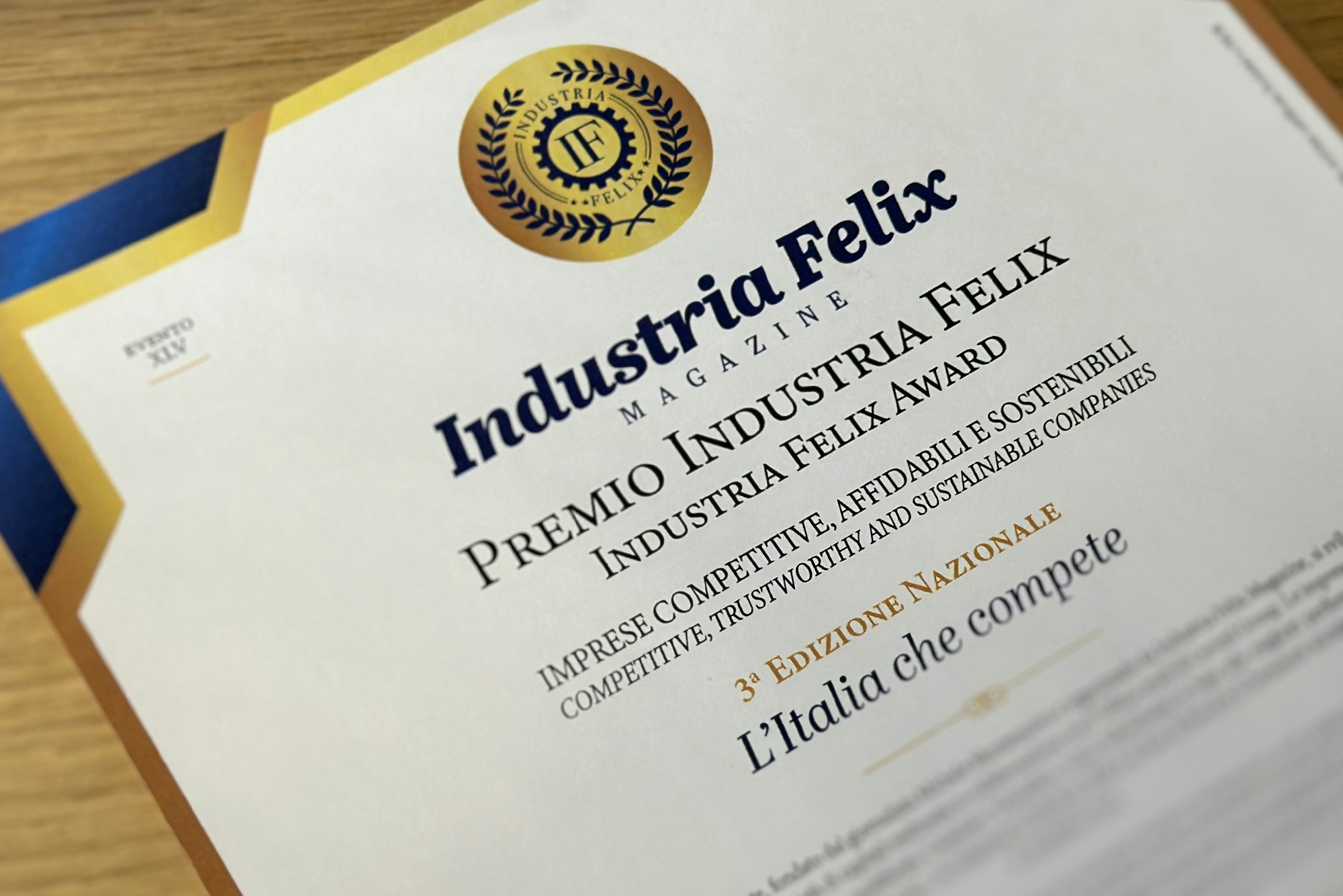Industria Felix Awards assigned to Catellani &#038; Smith on the 3rd national edition of “L’Italia che compete”